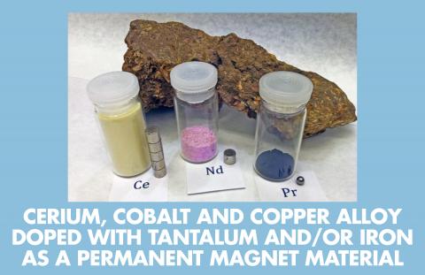 Cerium, neodymium and praseodymium powders in glass vials