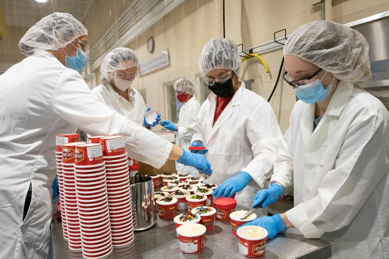 ISU Creamery Staff packaging Ames Lab ice cream